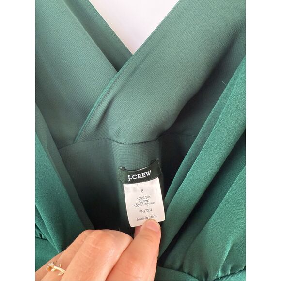 J. Crew Sophia Silk Tricotine Dress in Emerald Green Size 8 - Picture 5 of 8